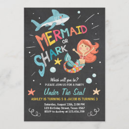 Shark of Mermaid verjaardagsuitnodiging Gezamenlij Kaart
