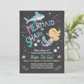 Shark of Mermaid verjaardagsuitnodiging Gezamenlij Kaart (Staand voorkant)