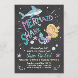 Shark of Mermaid verjaardagsuitnodiging Gezamenlij Kaart