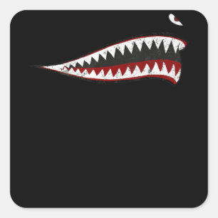 Shark P-40 Warhawk Nose Art Wwii Ww2 Airplane Vierkante Sticker