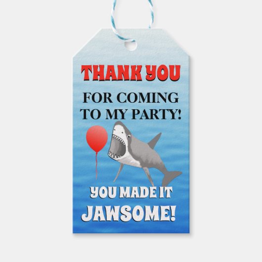 Shark Party Dank je Jawsome Cadeaulabel (Voorkant)
