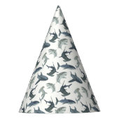 Shark Party Pet met Waterverf haaien Feesthoedjes (Voorkant)