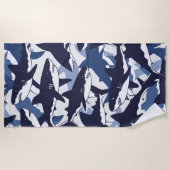 Shark Pattern – Blue Ocean Design Strandlaken (Voorkant)