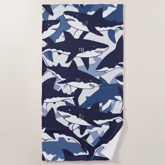 Shark Pattern – Blue Ocean Design Strandlaken (Voorkant)