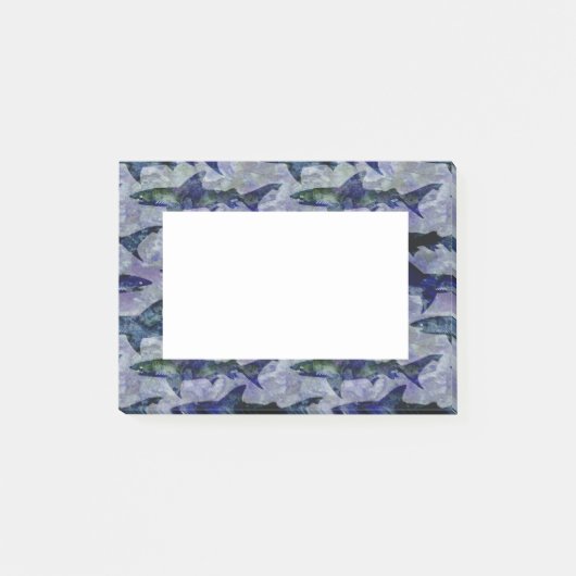 Shark Pattern in Paars en blauw Post-it® Notes (Voorkant)