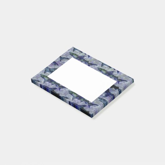 Shark Pattern in Paars en blauw Post-it® Notes (Schuin)