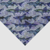 Shark Pattern in Paars en blauw Tissuepapier (Detail)