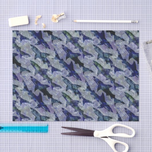 Shark Pattern in Paars en blauw Tissuepapier (Craft)
