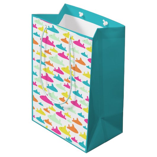 Shark Pattern Medium Cadeauzakje (Achterkant Gekanteld)