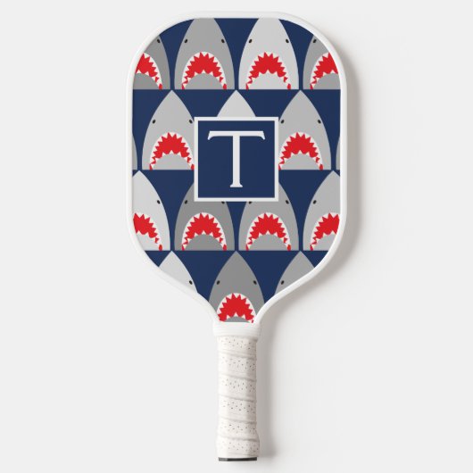 Shark Pattern Pickleball Paddle (Voorkant)