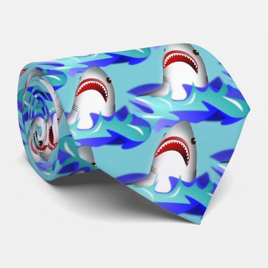 Shark Pattern, witte haaien Stropdas (Opgerold)