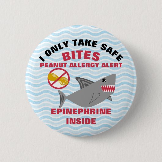 Shark Peanut Allergy Alert Persoonlijk Ronde Button 5,7 Cm (Voorkant)