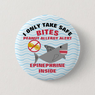 Shark Peanut Allergy Alert Persoonlijk Ronde Button 5,7 Cm