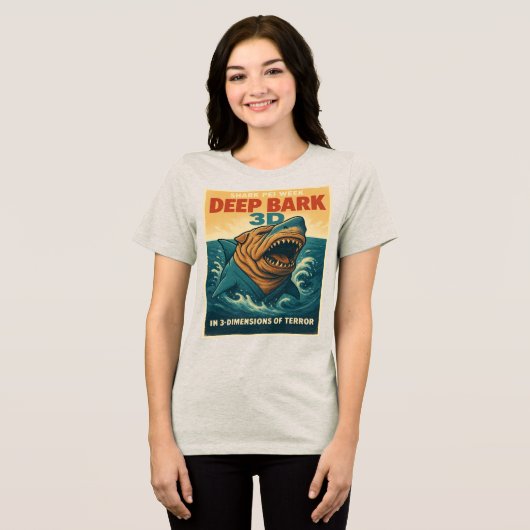 Shark Pei Week: Deep Bark 3D Tri-Blend Shirt (Voorkant volledig)
