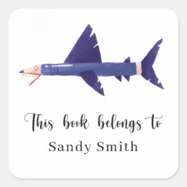 Shark-pencil - Dit boek behoort tot Vierkante Sticker