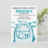 Shark Personalized Birthday Party Kaart (Staand voorkant)