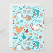 Shark Personalized Birthday Party Kaart (Achterkant)