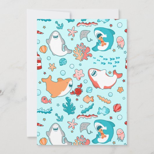 Shark Personalized Birthday Party Kaart (Achterkant)