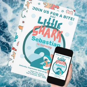 Shark Personalized Birthday Party Kaart