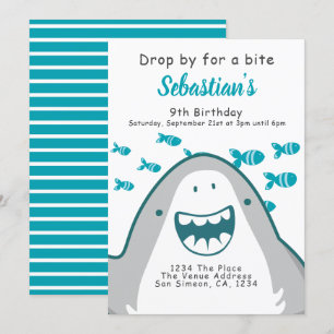 Shark Personalized Birthday Party Kaart