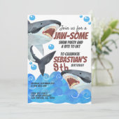 Shark Personalized Birthday Party Kaart (Staand voorkant)