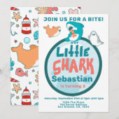 Shark Personalized Birthday Party Kaart (Voorkant / Achterkant)