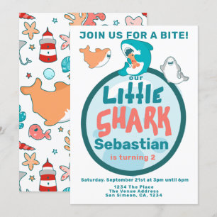Shark Personalized Birthday Party Kaart