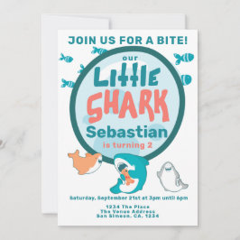 Shark Personalized Birthday Party Kaart