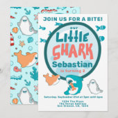 Shark Personalized Birthday Party Kaart (Voorkant / Achterkant)