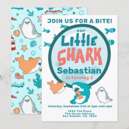 Shark Personalized Birthday Party Kaart