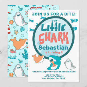 Shark Personalized Birthday Party Kaart