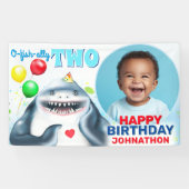 Shark Photo Kids Verjaardagsbanner Spandoek (Horizontaal)