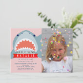 Shark Pink Pool Foto Meisje Verjaardag Kaart (Staand voorkant)