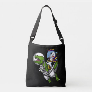 Shark Pirate Astronaut Riding Space T-Rex Dinosaur Crossbody Tas