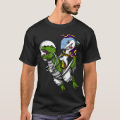 Shark Pirate Astronaut Riding Space T-Rex Dinosaur T-shirt (Voorkant)