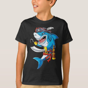 Shark Pirate Costume Jolly Roger Flag Jawsome Gift T-shirt