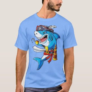 Shark Pirate Costume Jolly Roger Flag Jawsome Gift T-shirt