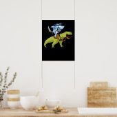 Shark Pirate Riding T-Rex Dinosaur Poster (Keuken)