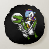 Shark Pirate Riding T-Rex Dinosaur Rond Kussen (Voorkant)