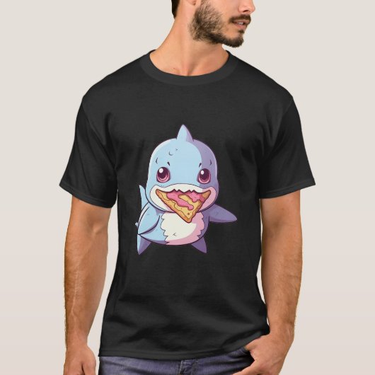 Shark Pizza Kawaii Anime Pastel Chibi Art Shark Lo T-shirt (Voorkant)