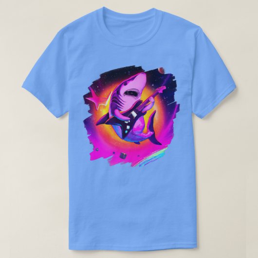 Shark Playing Guitar in Space Outer Space Sharks T-shirt (Design voorkant)