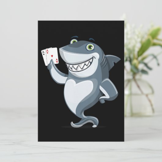 Shark Poker Player - Funny Poker Gift Bedankkaart (Staand voorkant)
