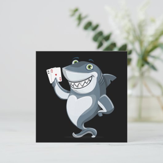 Shark Poker Player - Funny Poker Gift Kaart (Staand voorkant)