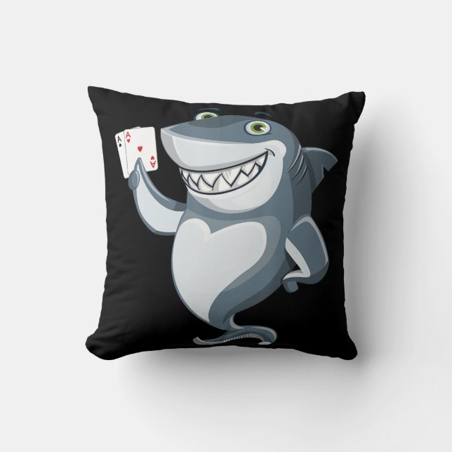 Shark Poker Player - Funny Shark Gifts Kussen (Voorkant)