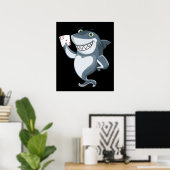 Shark Poker Player - Funny Shark Gifts Poster (Thuiskantoor)