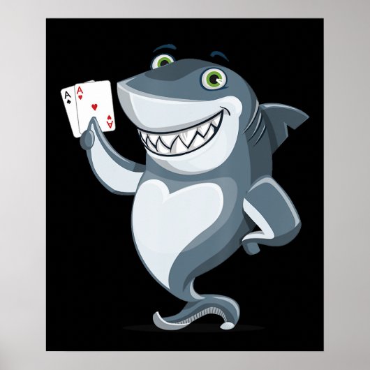 Shark Poker Player - Funny Shark Gifts Poster (Voorkant)