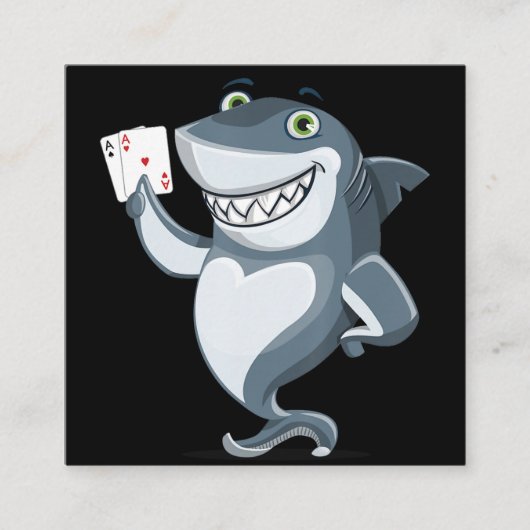 Shark Poker Player - Funny Shark Gifts Vierkante Visitekaartje (Voorkant)