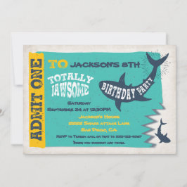 Shark Pool Birthday Party Invitation Ticket Kaart