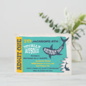 Shark Pool Birthday Party Invitation Ticket Kaart (Staand voorkant)