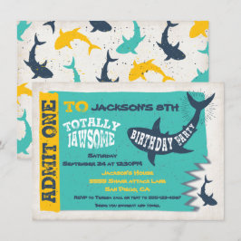 Shark Pool Birthday Party Invitation Ticket Kaart